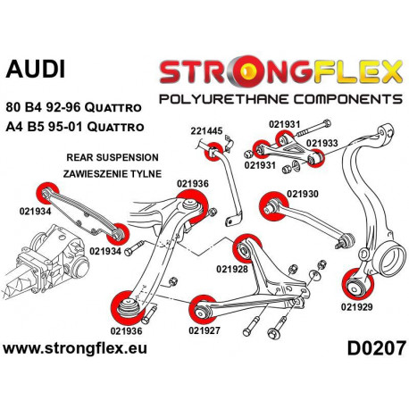 B4 (92-96) Quattro STRONGFLEX - 021930A: Stražnji selenblok za podešavanje ramena SPORT | race-shop.hr