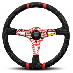 Sportski volan s 3 kraka MOMO ULTRA, 350mm, alcantara, 70mm uvlačenje, crna/crvena