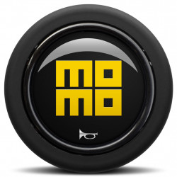 MOMO gumb za trubu - sjajni crno-žuti logotip 2CCR - okrugli