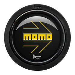 MOMO gumb za trubu - sjajni crno-žuti logotip 2CCF - okrugli