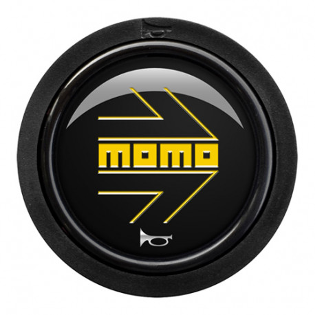 Univerzalne i uklonjive glavčine volana MOMO gumb za trubu - sjajni crno-žuti logotip 2CCF - okrugli | race-shop.hr