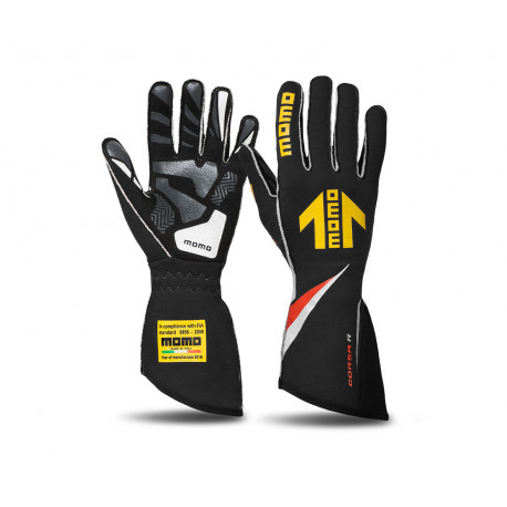 Rukavice FIA trkaće rukavice MOMO CORSA R (vanjsko šivanje), crna | race-shop.hr