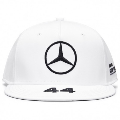Kape Mercedes AMG Petronas F1 Lewis Hamilton 44 ravni šilt , bijeli | race-shop.hr