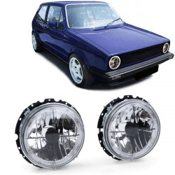 RACES farovi (Angel Eyes, Crosshair) za VW Golf 1 + Cabrio, prozirna, crna