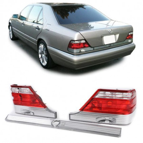 Farovi i rasvjeta RACES stražnja svjetla za lock bar Mercedes S Checkout W140 94-98, crveno-prozirna, prozirna | race-shop.hr