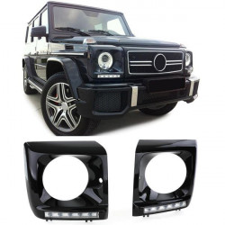 Poklopci prednjih svjetala sjajni crni s LED dnevnim svjetlima za Mercedes G W463